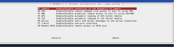 Figure 1. Using raspi-config to enable ssh