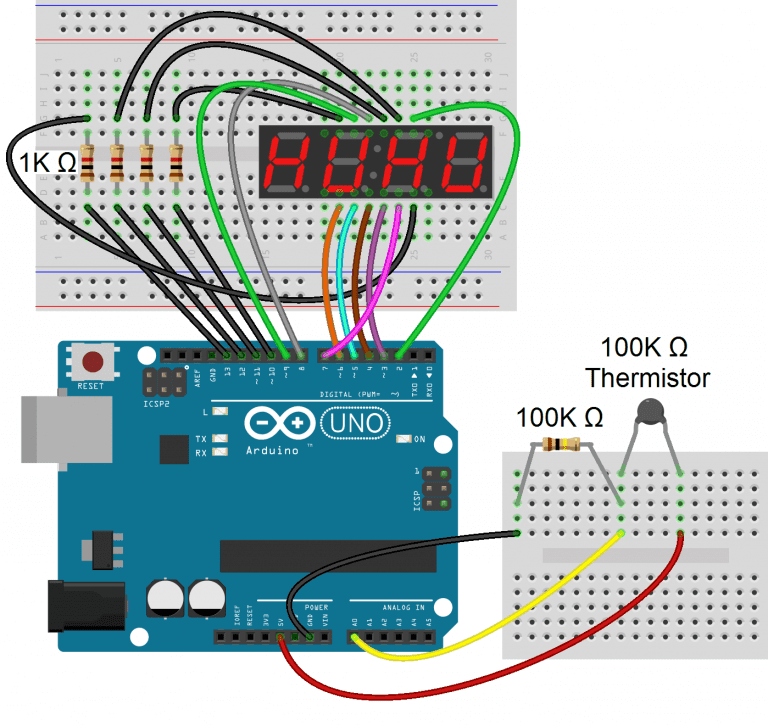 Arduino 7-Segment Display - 4 Digit Temperature Display